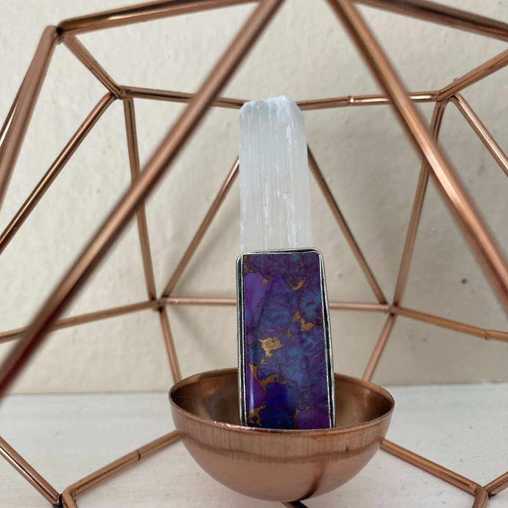 Gorgeous purple Agate stone sterling silver ring💜